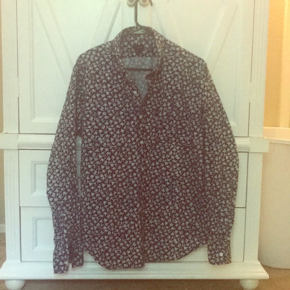 J. Crew mens slim Large collard flower shirt